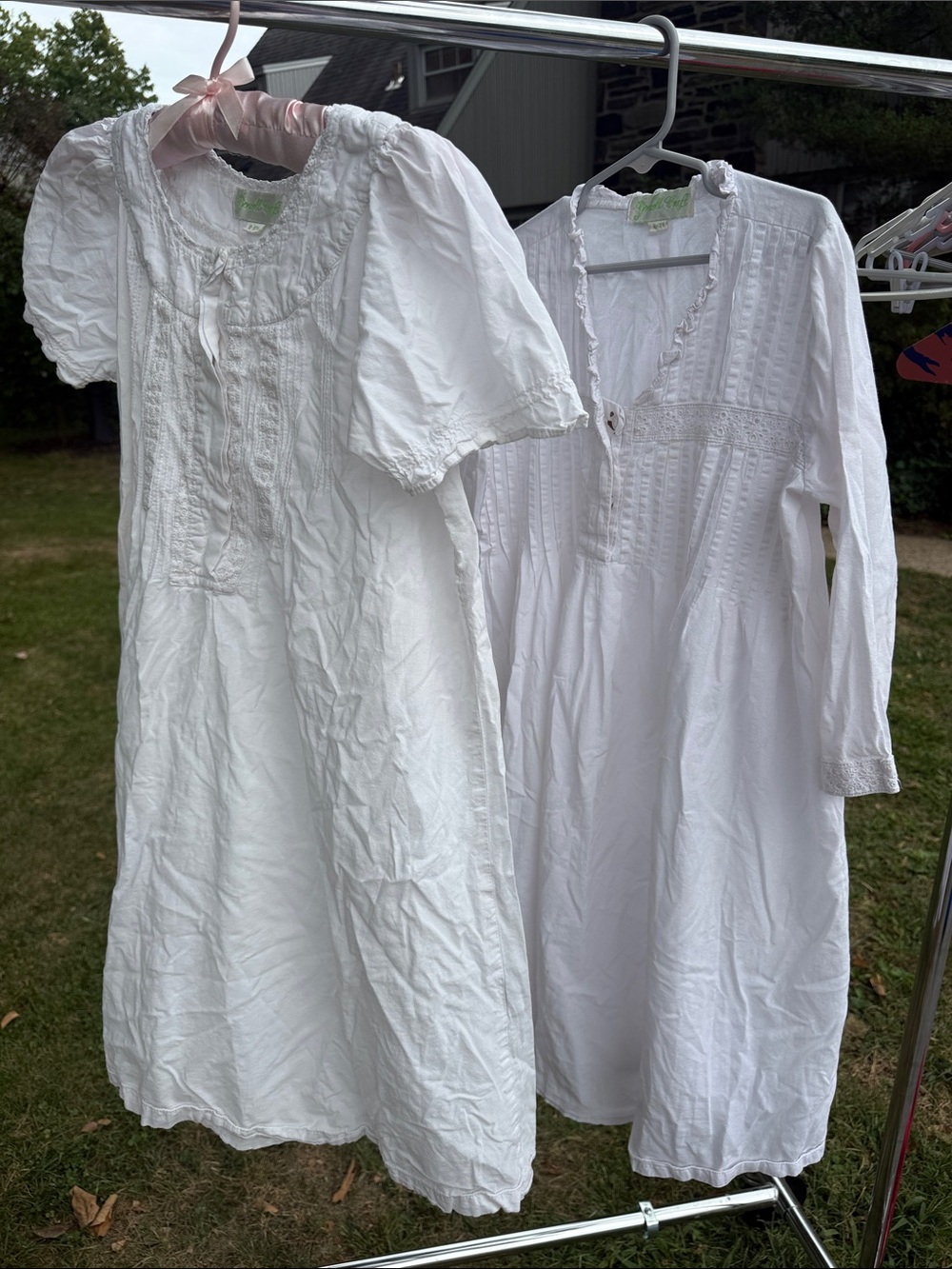 Girls' White Cotton Embroidered Nightgown - Classic Sleepwear